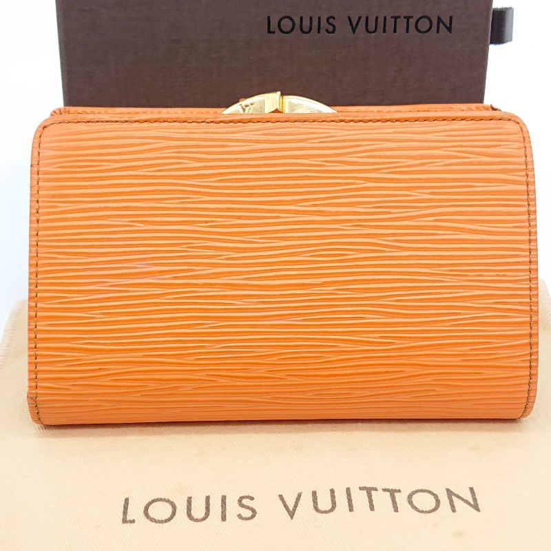 Louis Vuitton Epi Portefeuille Viennois Foldable Wallet Clasp Orange Box