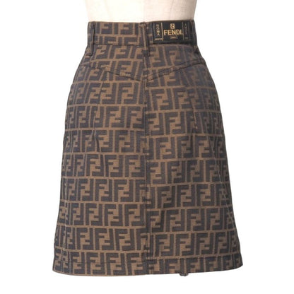 Fendi Mini Skirt Size 38 FF Double F Zucca Allover Tight Skirt 20250724 Ra5597