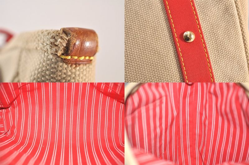Louis Vuitton Antigua Cabas MM Tote Bag Beige Red M40035 LV 1728n