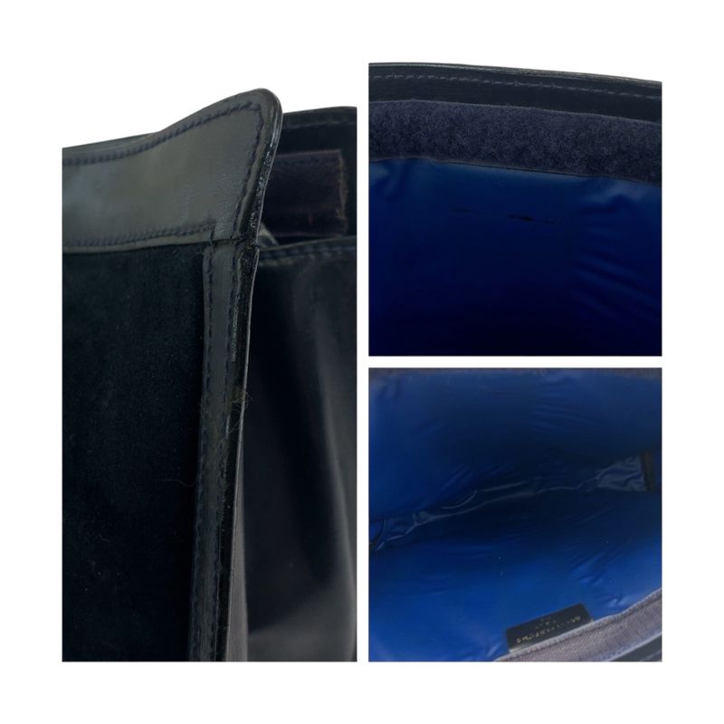 Gucci Vintage Old Gucci Sherry Line Navy Red Blue Suede Clutch Bag 504636