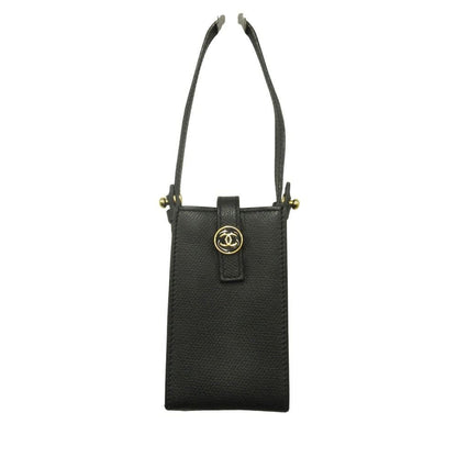 Chanel Cigarette Case Tobacco CC Logo Leather Pouch Charm Black