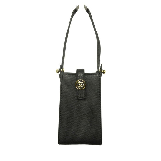 Chanel Cigarette Case Tobacco CC Logo Leather Pouch Charm Black