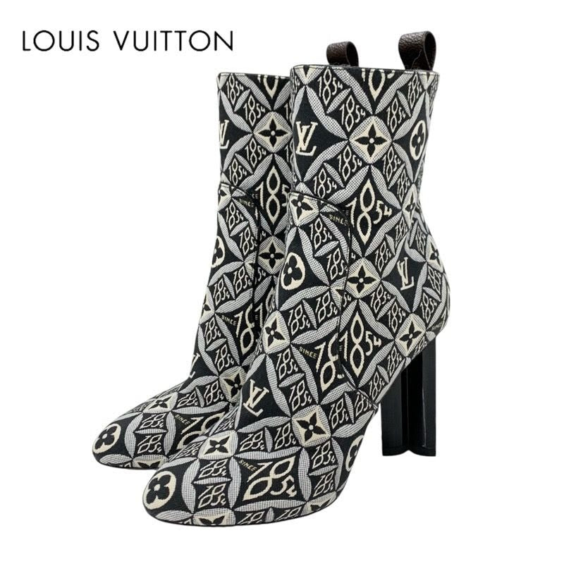 Louis Vuitton Silhouette Line Monogram Boots Short Shoes Fabric Black