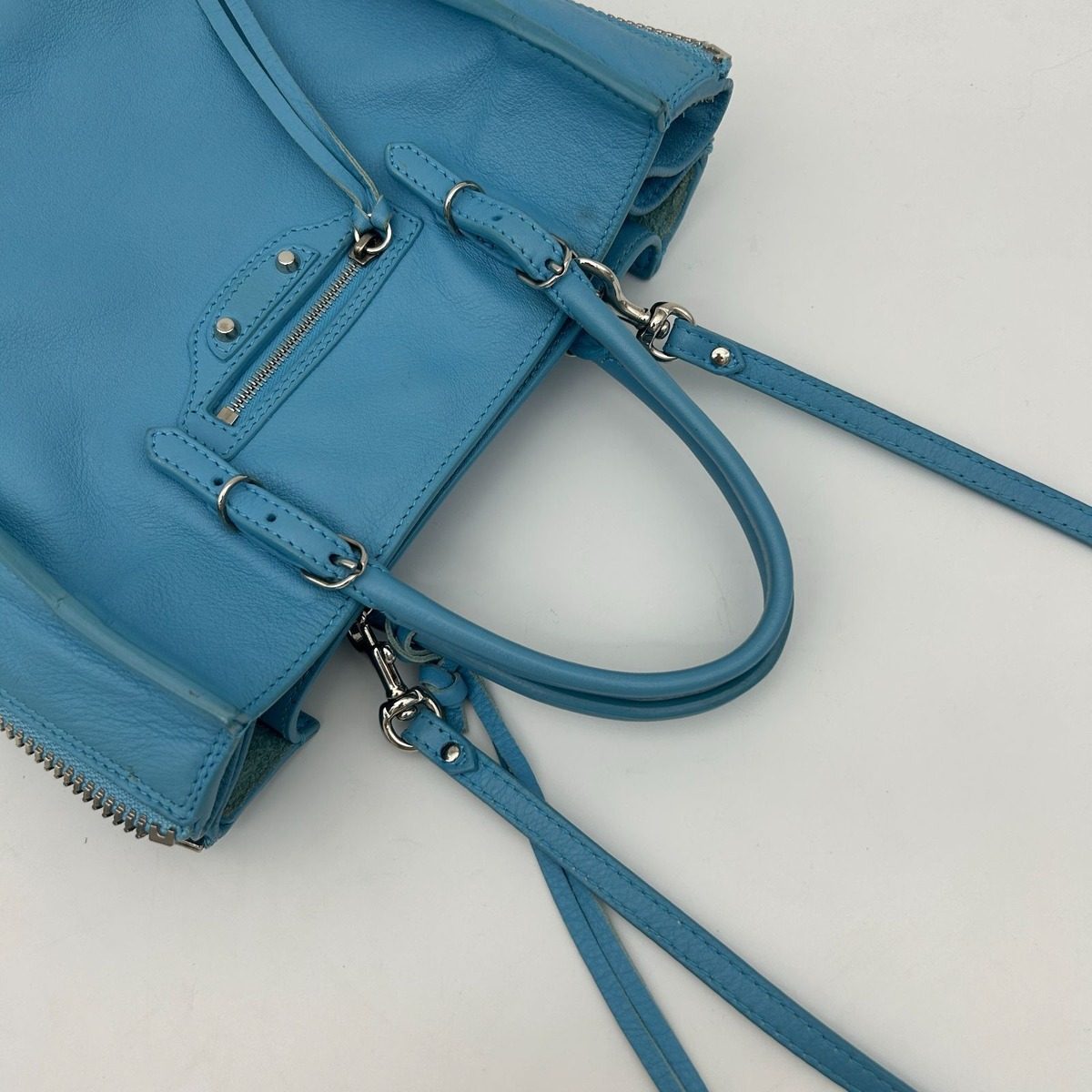 Balenciaga Paper Mini 2-Way Shoulder Bag Leather Blue — view 11