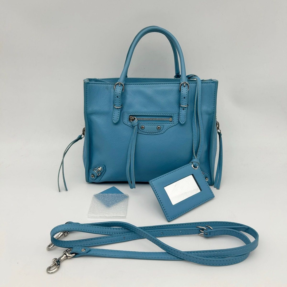 Balenciaga Paper Mini 2-Way Shoulder Bag Leather Blue