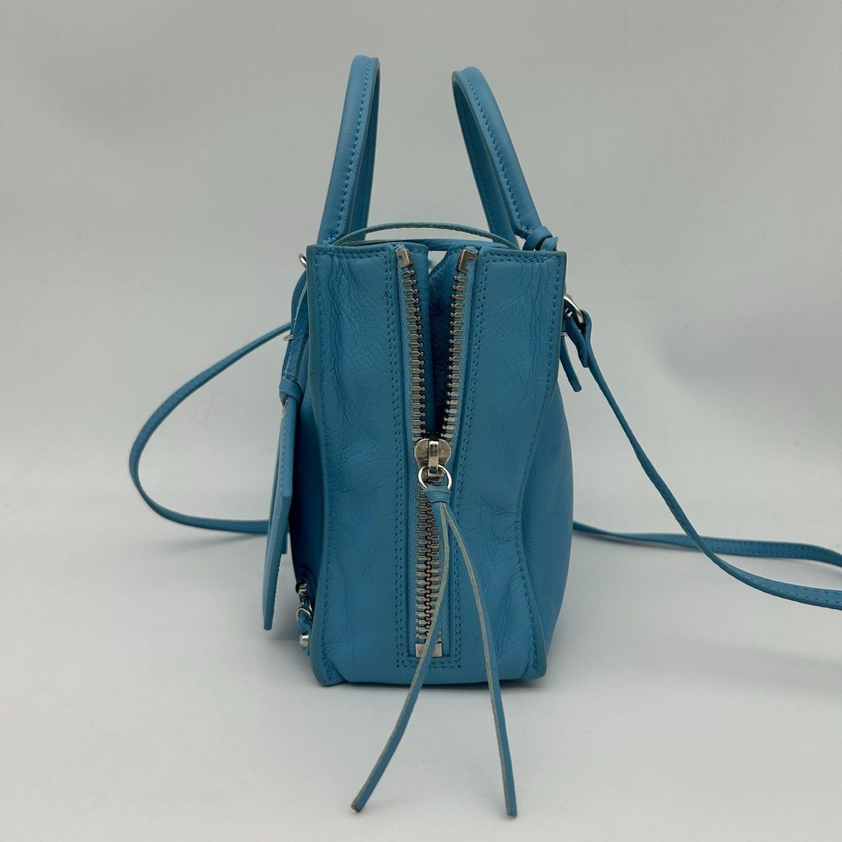 Balenciaga Paper Mini 2-Way Shoulder Bag Leather Blue — view 4