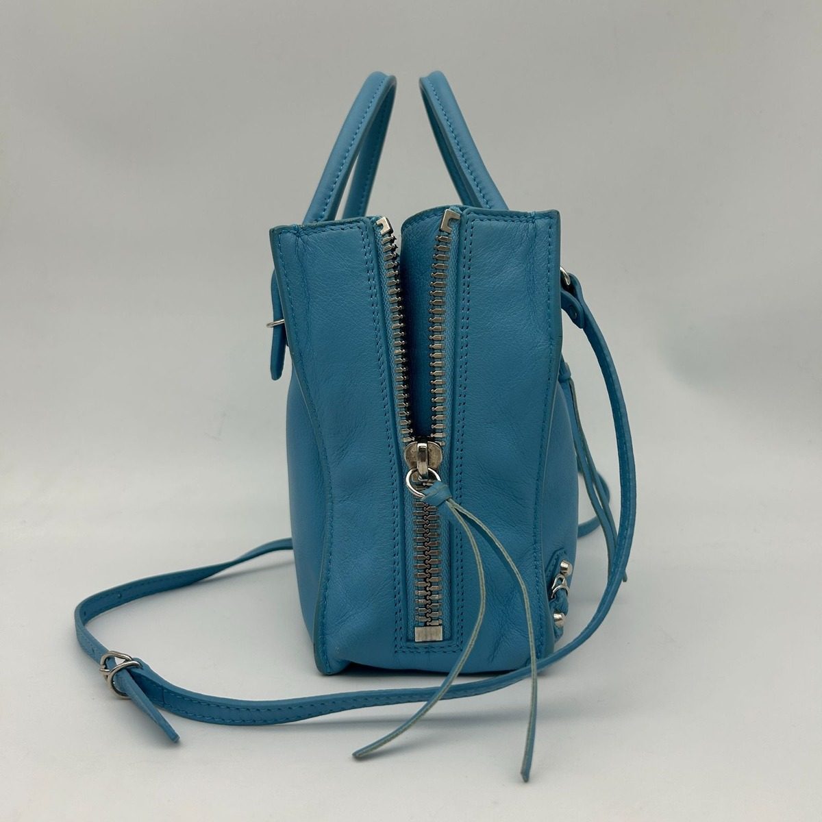 Balenciaga Paper Mini 2-Way Shoulder Bag Leather Blue — view 5