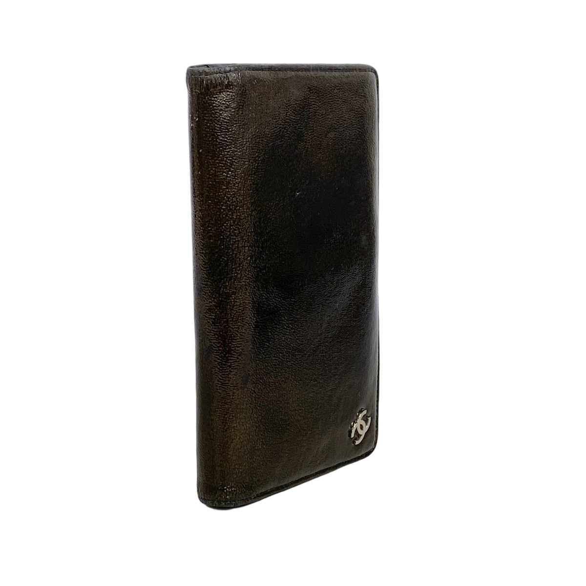 Chanel Wallet Patent Leather Brown Black Silver — view 2
