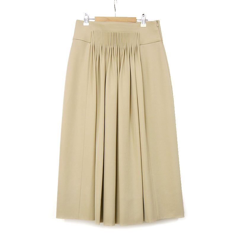 Hermes Tucked Pleated Skirt 38 Beige Hair Long Sold