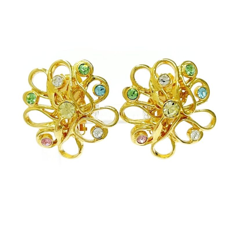 Yves Saint Laurent GP Rhinestone Flower Earrings