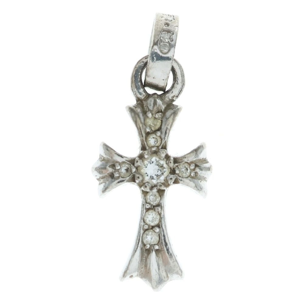 Chrome Hearts Crs Bbyfat P Dia Baby Fat Cross Pave Diamond Pendant Top White