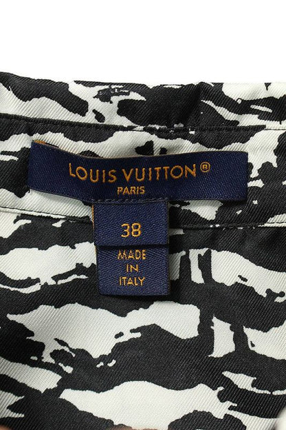 Louis Vuitton 24SS Rw241w AEK Fpbl42 Ink Taiga Silk Long Sleeve Shirt Women 38