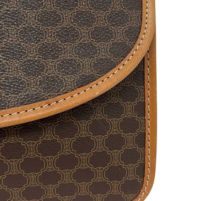 Celine Shoulder Bag Brown Beige Macadam Crossbody PVC