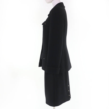 Chanel Vintage Wool Coco Button Jacket Skirt Set Black — view 2