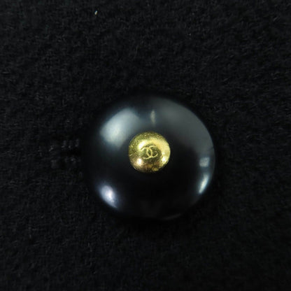 Chanel Vintage Wool Coco Button Jacket Skirt Set Black — view 7