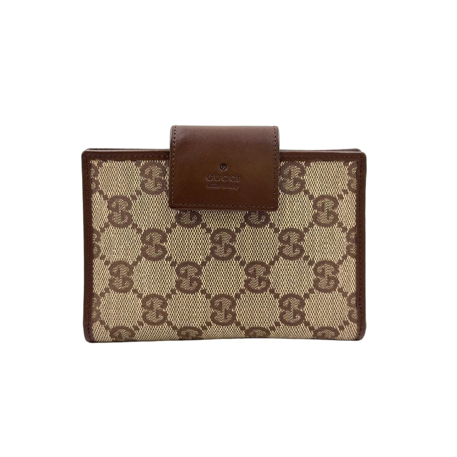 Gucci GG Canvas Leather Brown Notebook Cover Silver Agenda
