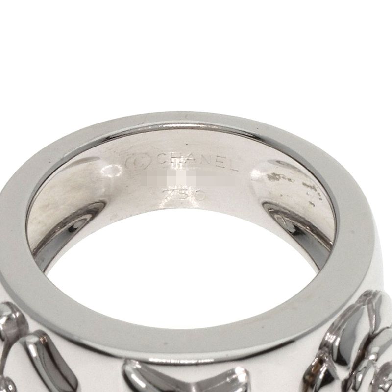 Chanel Three Symbols 1P Diamond Ring 18K White Gold Ladies