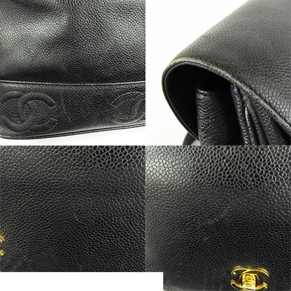 Chanel Triple Coco Black Gold Caviar Leather Backpack — view 7