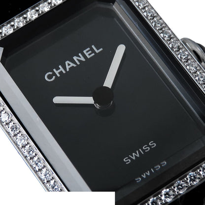 Chanel Premiere Ribbon Black SS Diamond Rubber Bezel Velvet Touch Watch — view 5