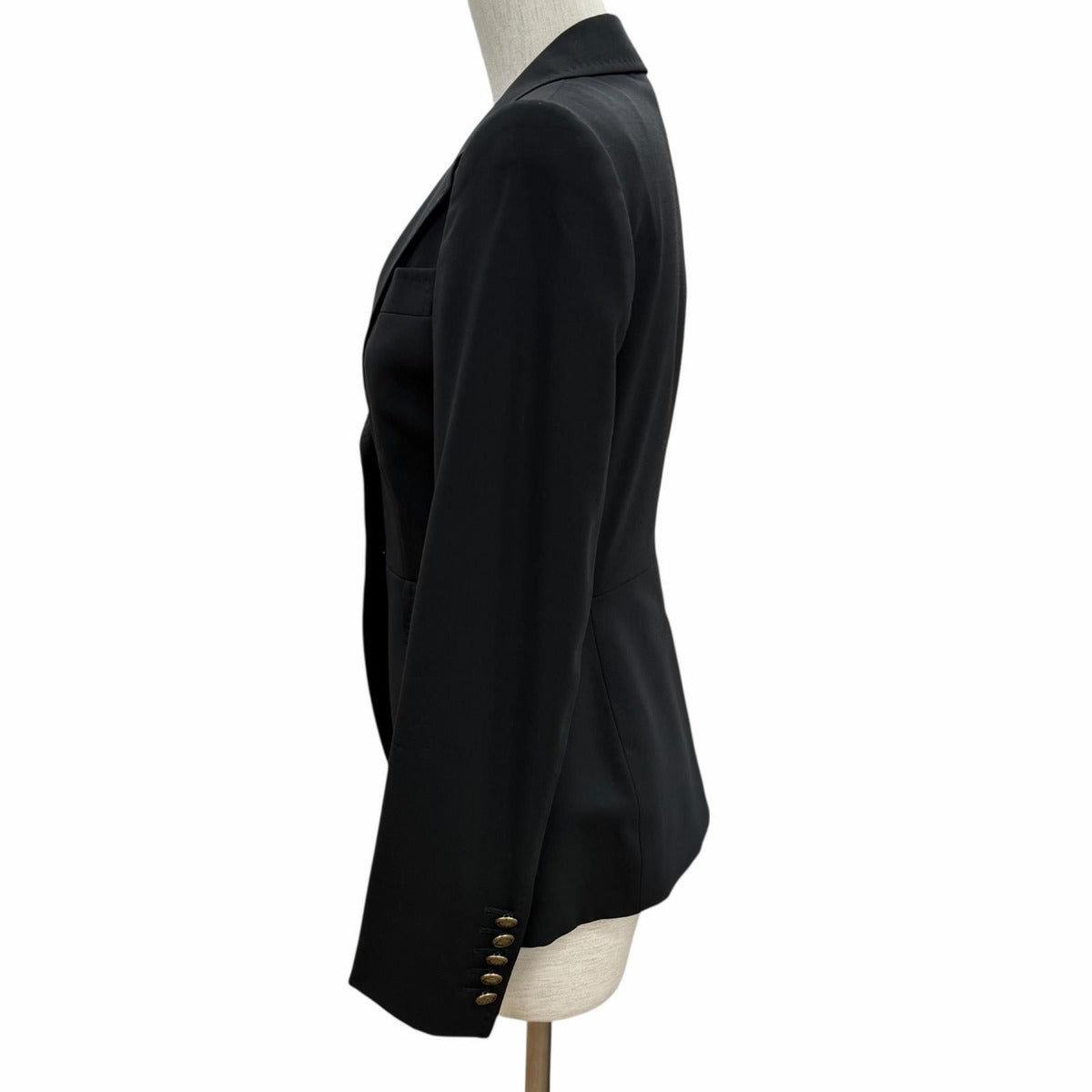 Gucci Wool Cles Strogo Button Horsebit Leather Jacket Black 38 — view 2