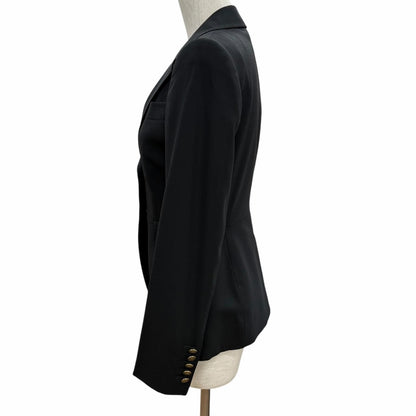 Gucci Wool Cles Strogo Button Horsebit Leather Jacket Black 38 — view 2