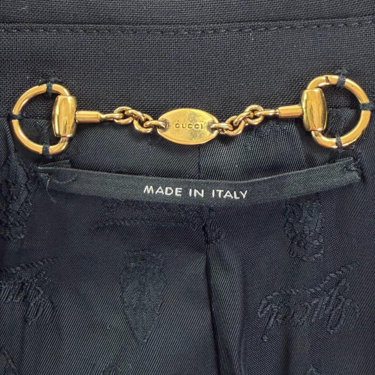 Gucci Wool Cles Strogo Button Horsebit Leather Jacket Black 38 — view 8