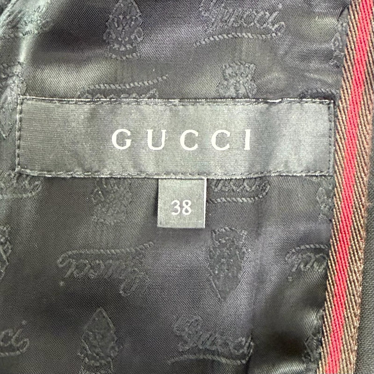Gucci Wool Cles Strogo Button Horsebit Leather Jacket Black 38 — view 9