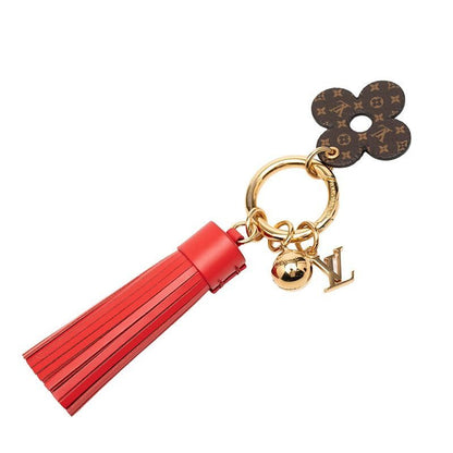 Louis Vuitton Monogram Bijou Sac Fetish Tassel Bag Charm Key Holder Red Brown