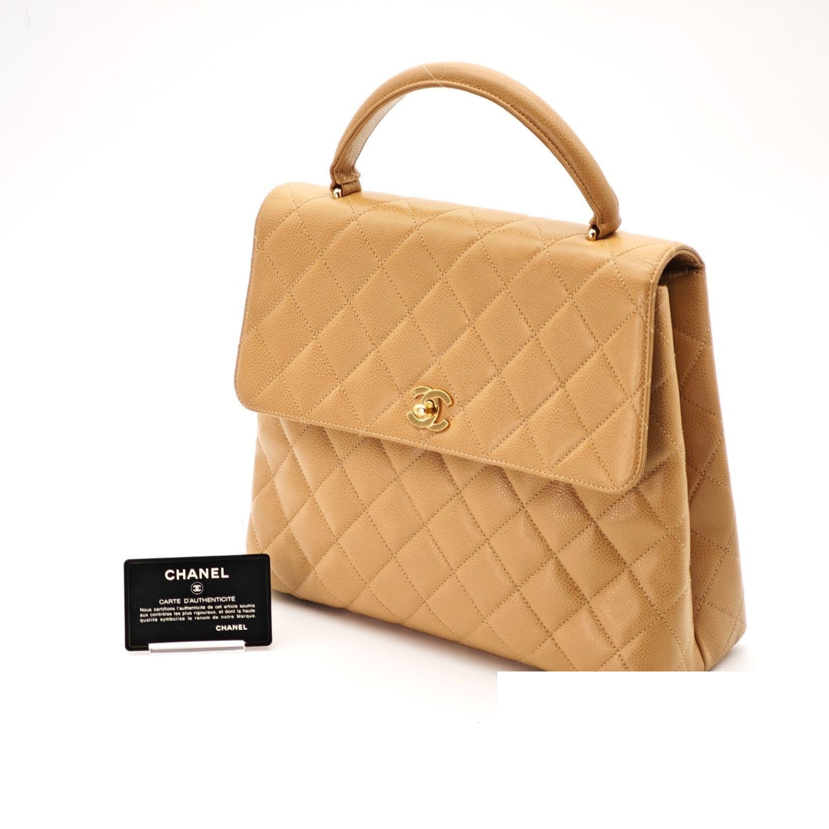 Chanel Top Handle Bag Handbag Flap Bag Beige