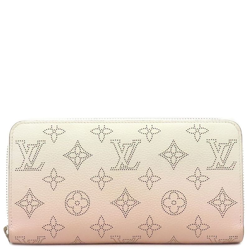 Louis Vuitton Long Wallet Zippy Wallet Monogram Mahina Pink and White Silver