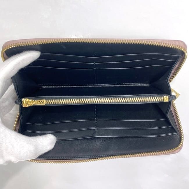 Loewe Round Zipper Long Wallet Ec22964 Beigepink Linen