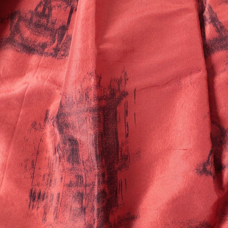 Hermes Silk Flared Skirt Women's 34 Horse Motif Horse Pattern Red Made In France