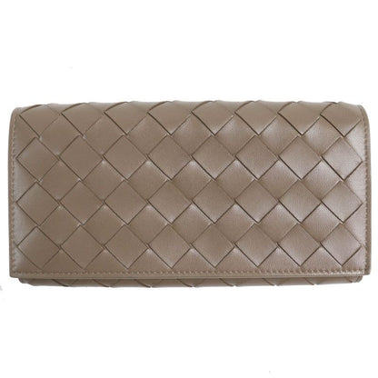 Bottega Veneta Intrecciato Flap Wallet Bifold Leather Long Wallet Brown Storage