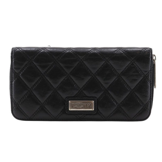 Chanel Paris New York Line Matelasse Lambskin Black Ladies Long Wallet