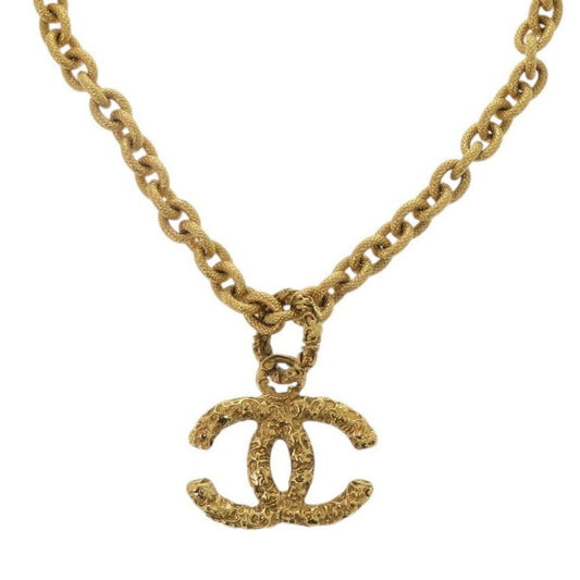 Chanel Lava CC Logo Metal Gold Necklace