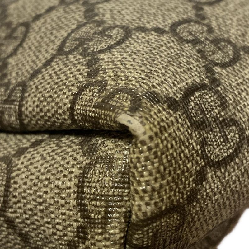 Gucci Shoulder Bag GG Plus GG Supreme 223666 Dark Brown And Beige Leather