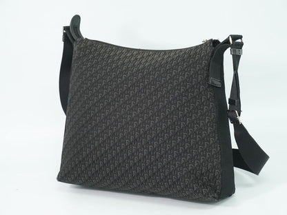 Authentic Christian DIOR Trotter Shoulder Bag Pochette Canvas Black Gray