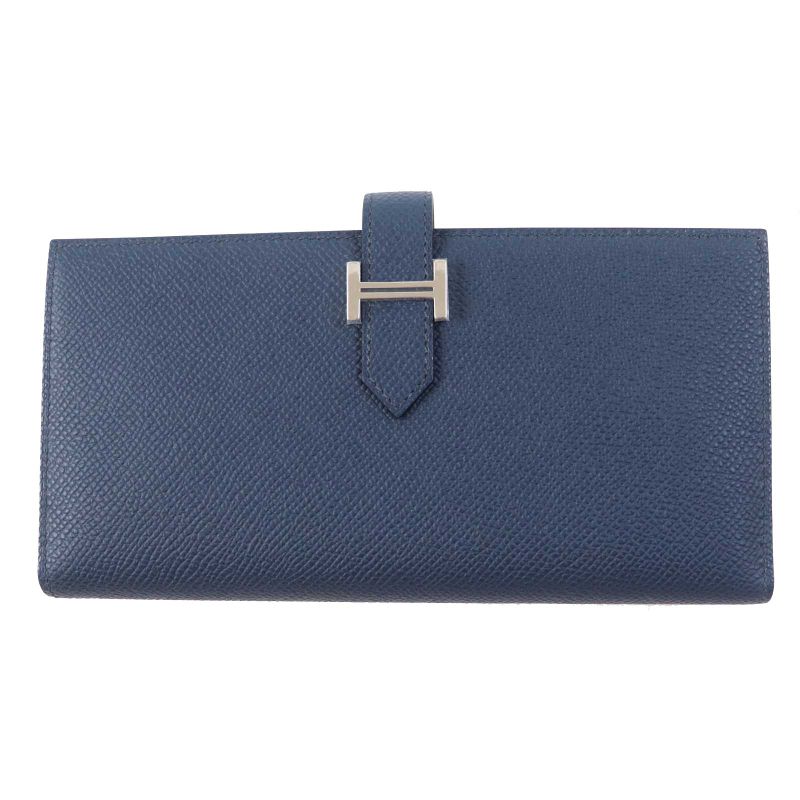 Hermes Bearn Souffle Verso Blue Prus/vert Fizz Silver Hardware Vaux Epson Long