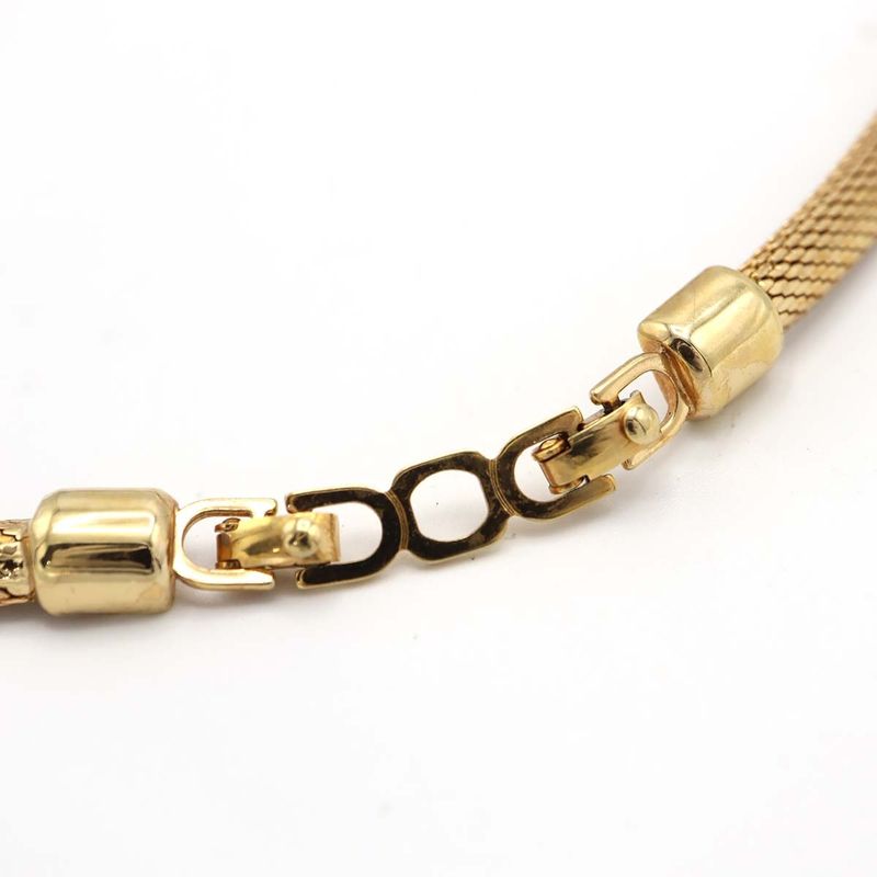 Christian DIOR Necklace Black Stone Rhinestone Gold Color Accessories Women