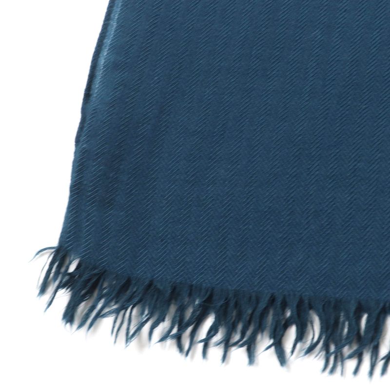 Hermes Cashmere Wool Large Shawl Scarf With Big H Pattern Fringe Dark Green