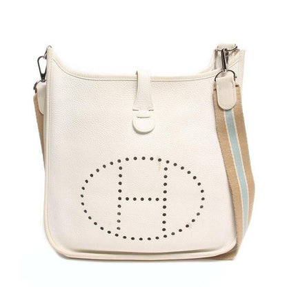 HERMES Evelyn GM I Clemence Taurillon Leather White Shoulder Bag Tote