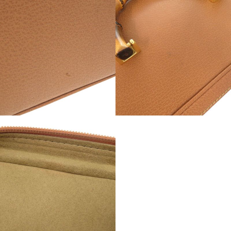 Gucci Bamboo 013 122 2491 Leather Brown 2WAY Vanity Bag Brown 0277 Gucci