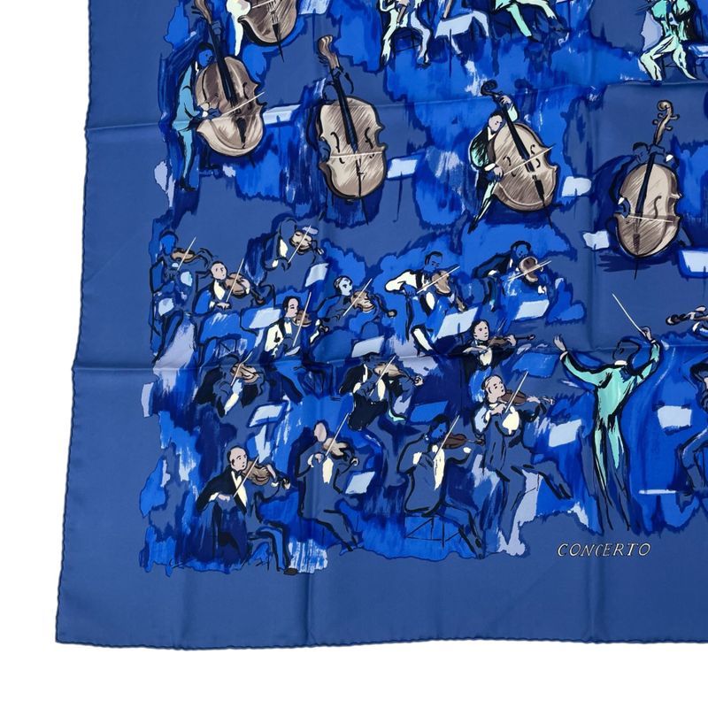 Hermes Carre 90 Large Silk Scarf Concerto Blue