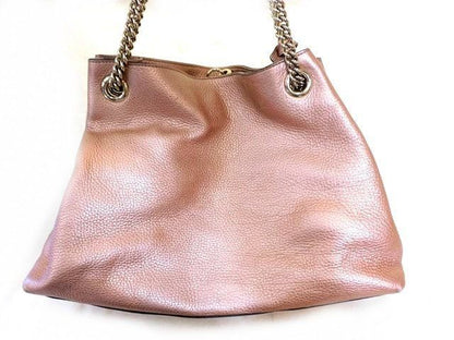 Gucci 308982 Shoulder Bag - Soho Interlocking G Pink Metallic Chain Bag Gucci