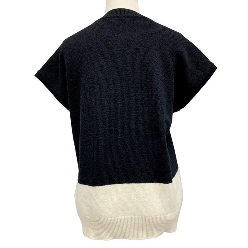 Hermes Top Knit Short Sleeve Cashmere Black White