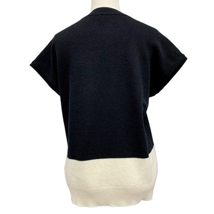 Hermes Top Knit Short Sleeve Cashmere Black White