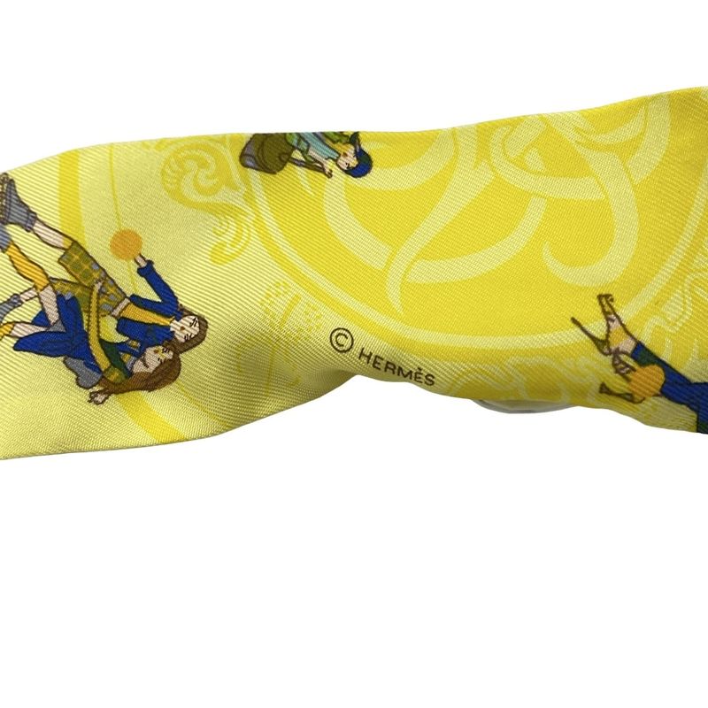 Hermes Scarf Twillie Light Yellow X Yellow X Multi Ribbon Scarf