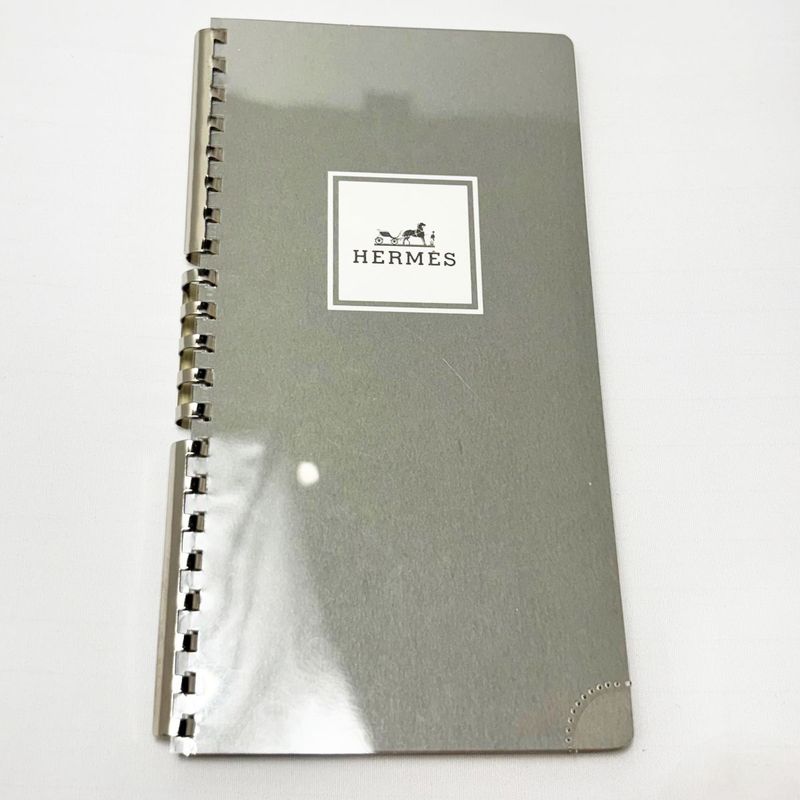Hermes Notebook Cover Agenda Vision Calf Green Yellow with Initial