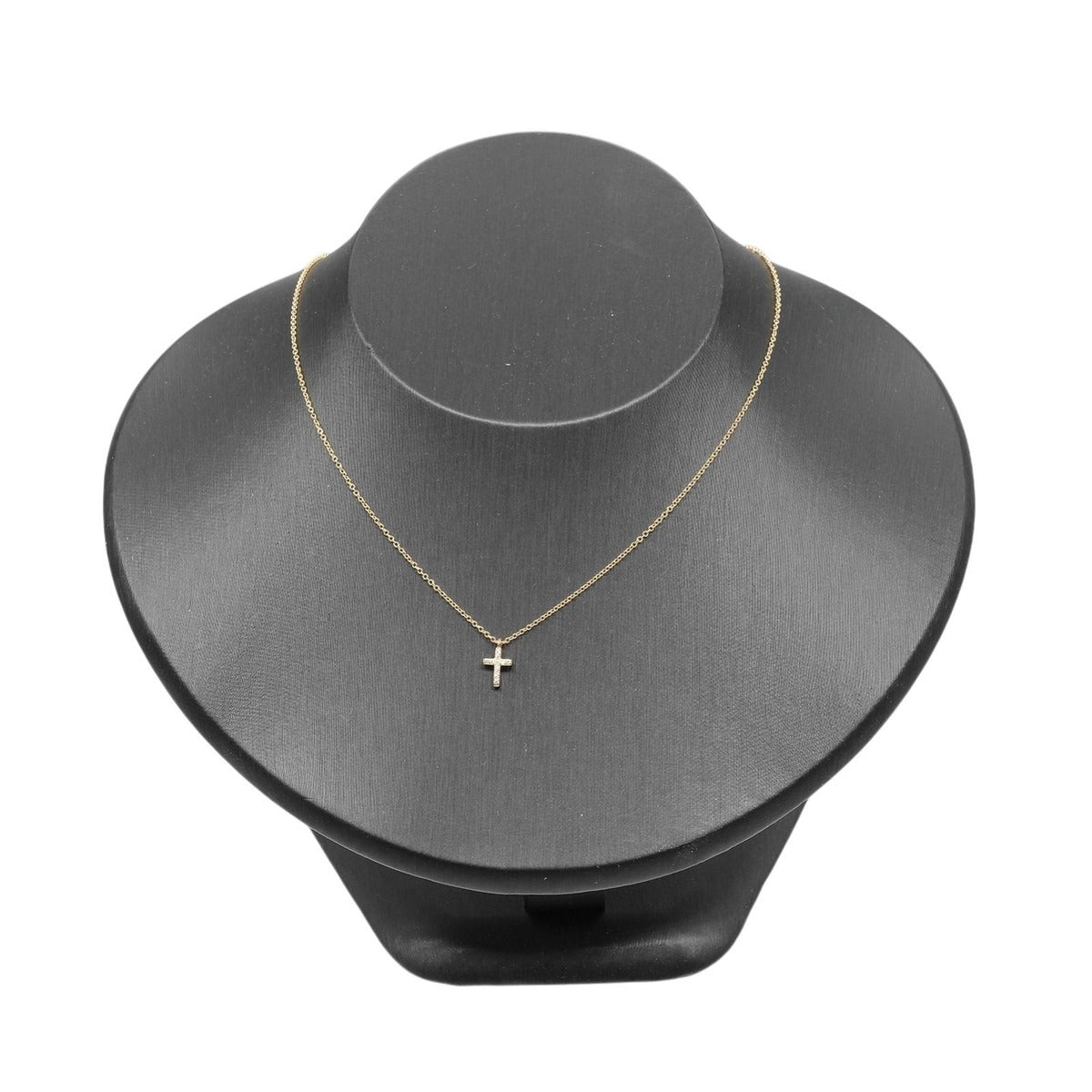Tiffany & Co Metro Cross Mini 18k Pink Gold Diamond Necklace — view 2