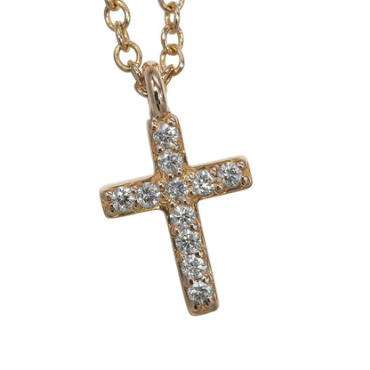 Tiffany & Co Metro Cross Mini 18k Pink Gold Diamond Necklace — view 4